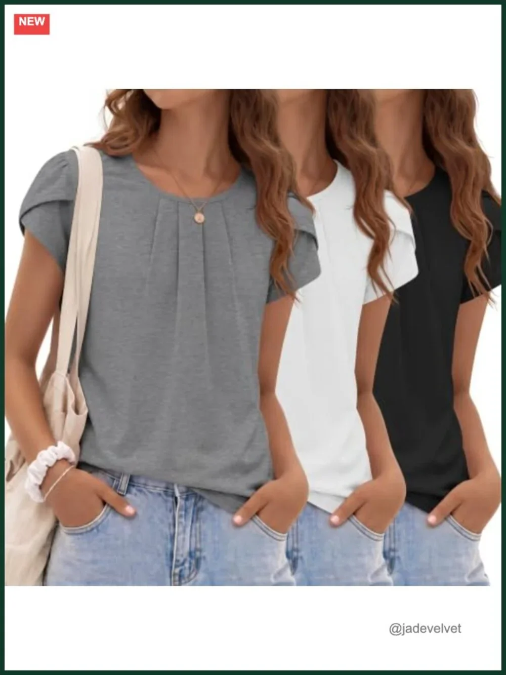 3 Pack Girls Ruffle Sleeve Pleated Crewneck Blouses Summer Casual Tops